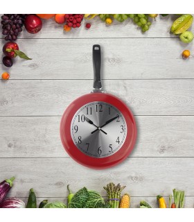 RELOJ DE COCINA SARTÉN ROJO