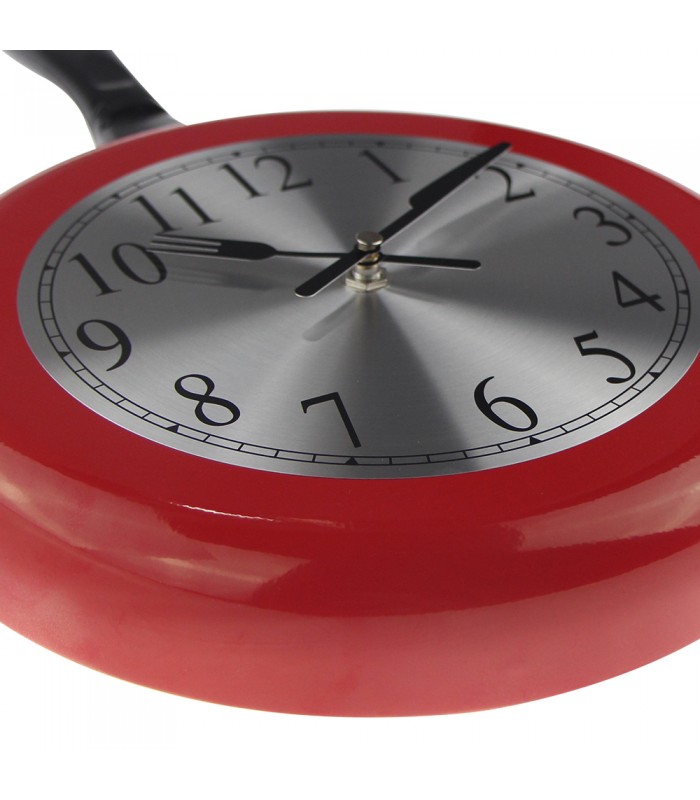 FISURA Reloj de Pared Original Octogonal Rojo Reloj de Cocina Moderno Reloj  de Pared Burdeos 30 cm de diámetro ABS y Cristal 1 Pila AA